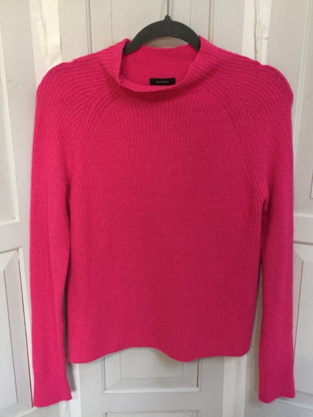 Halogen Hot Pink Ribbed Mock Neck Sweater